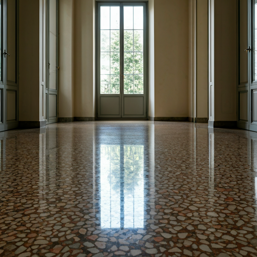 Gerestaureerde terrazzo vloer in villa